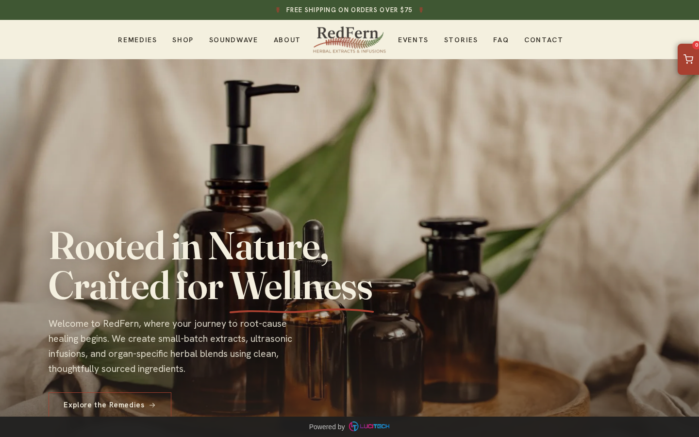 Screenshot of the RedFern Herbal Extracts & Infusions website built by Lucitech