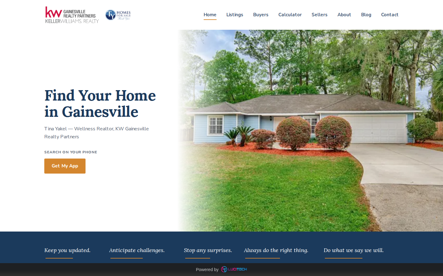 Screenshot of the TY Homes For Sale website built by Lucitech